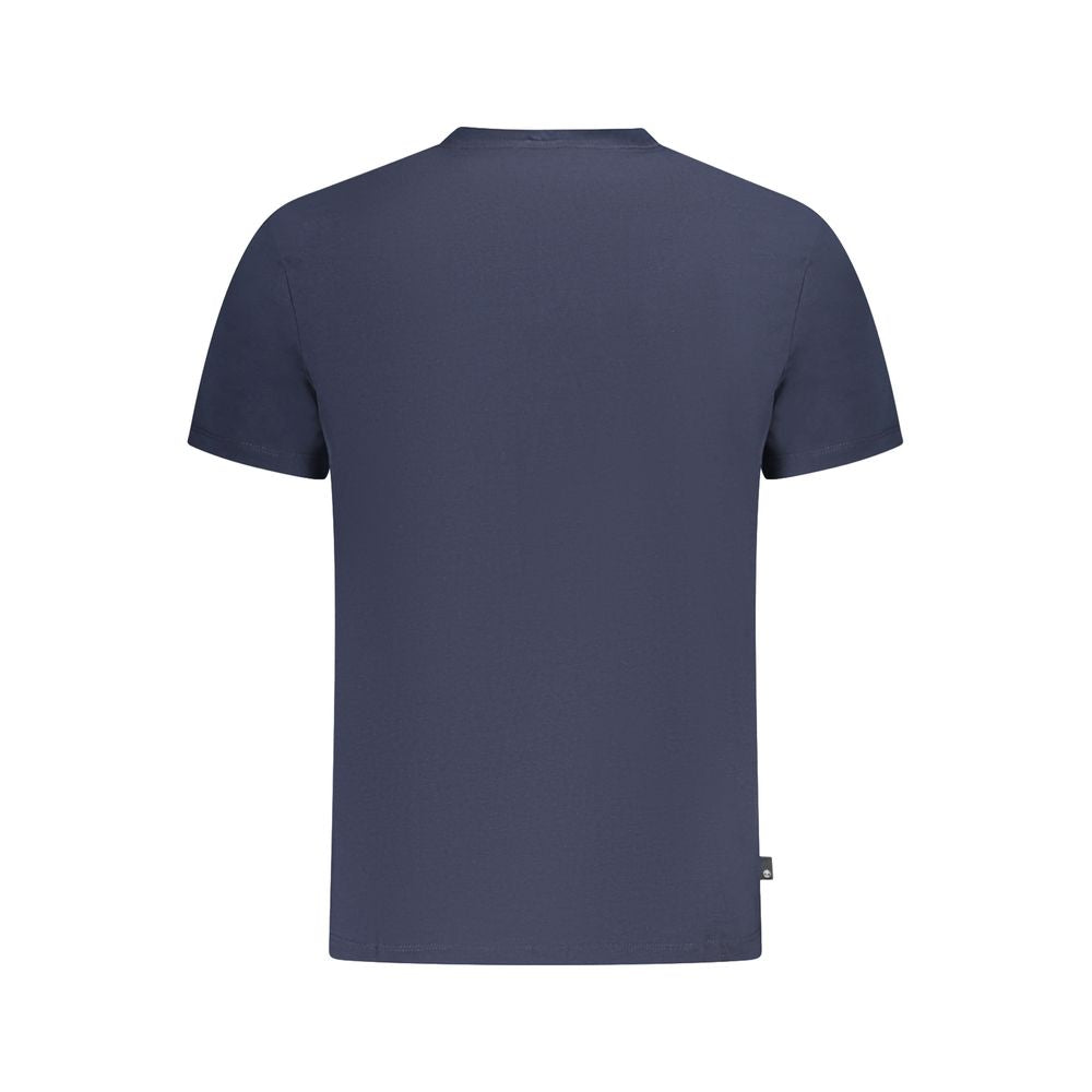 Timberland blue cotton men's T-shirt with short sleeves and crew neckline, casual clothing for men.
