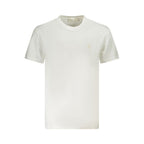Calvin Klein Bianco cotton men's T-shirt displayed flat with short sleeves and crew neck, featuring the brand logo on the chest.