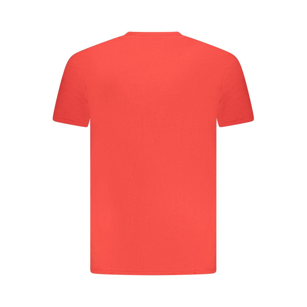 Cavalli Class Rosso Cotton Men T-Shirt in red, featuring a classic fit and soft fabric, displayed on a neutral background.