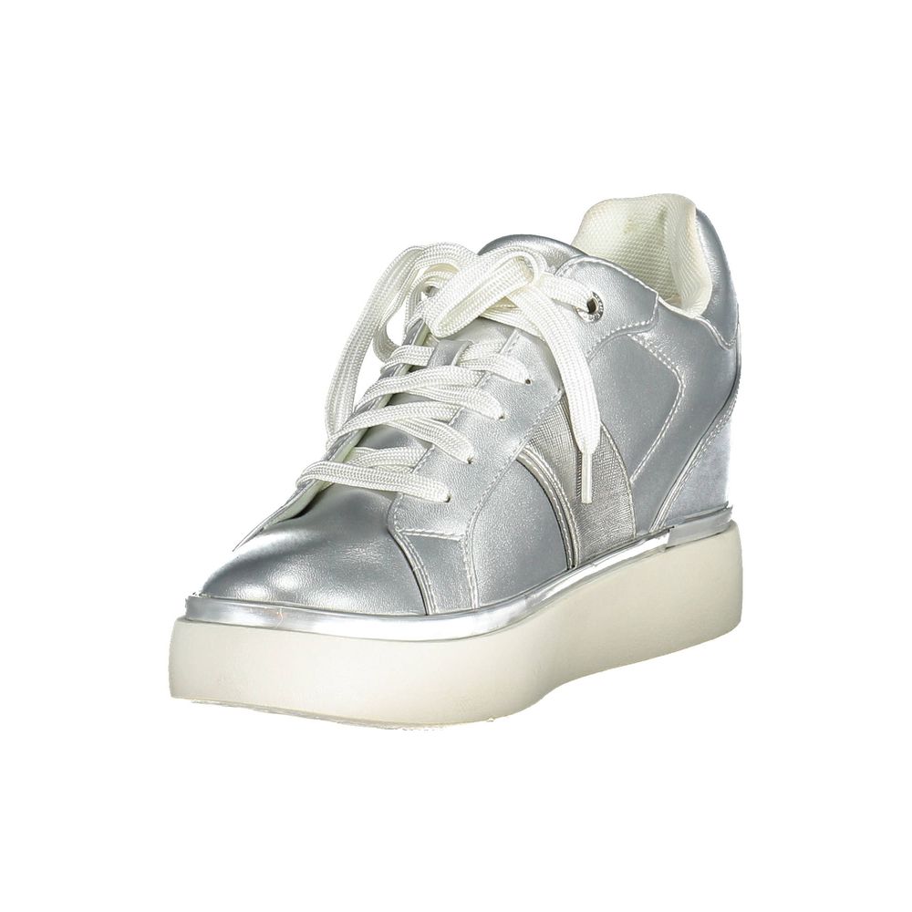 U.S. POLO ASSN. Argento Polyester women's sneaker with white and silver design, featuring comfortable athletic style.