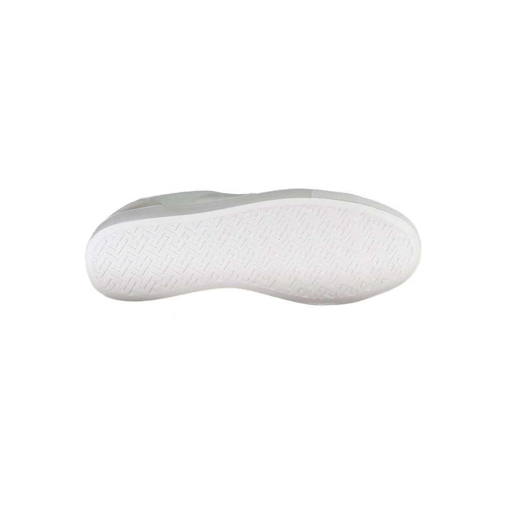 White leather men's sneaker by Napapijri with sleek design and minimalist style, showcasing the comfortable and stylish footwear.