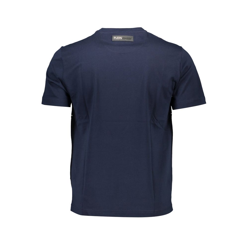 Blue cotton men's T-shirt by Plein Sport featuring a casual fit and classic crew neckline.