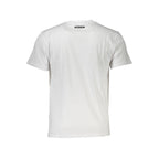 White cotton men's T-shirt by Cavalli Class, featuring a classic fit and simple design, shown on a hanger.