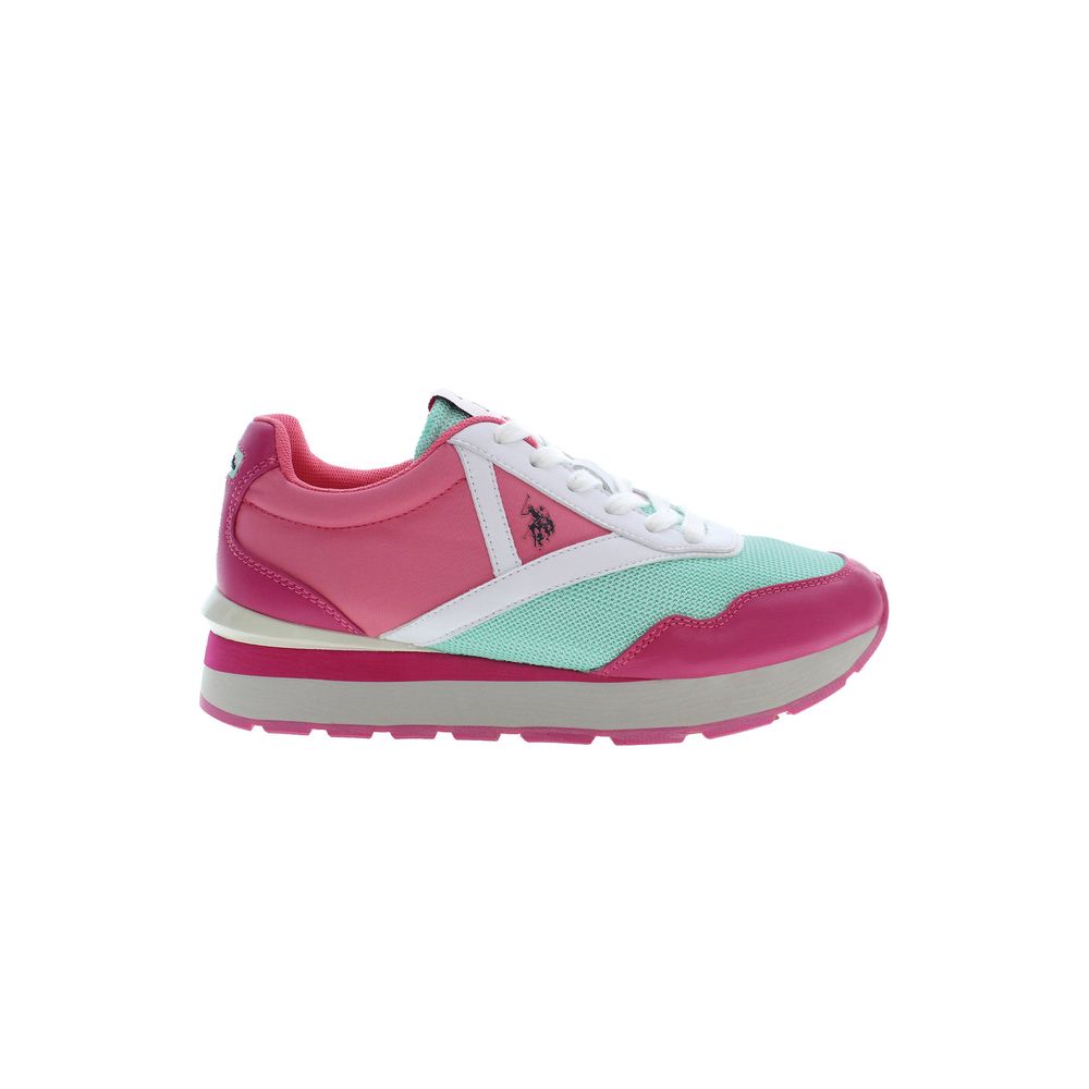 U.S. POLO ASSN. pink women's sneaker made of polyester, featuring white sole and stylish design.