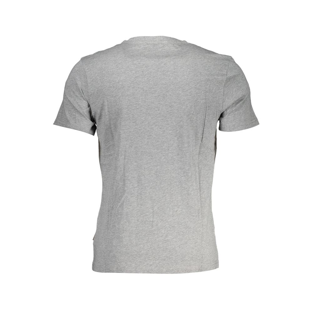 Napapijri Grigio cotton men's T-shirt displayed on a mannequin, featuring a classic fit and subtle branding details.