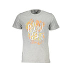 Cavalli Class gray cotton men's T-shirt with round neckline and short sleeves, casual style and comfortable fit.