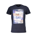 Blue cotton men's t-shirt by Cavalli Class featuring a casual fit and classic crew neckline.