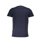 Blue cotton men's T-shirt by Cavalli Class, front view showing round neckline and casual fit.