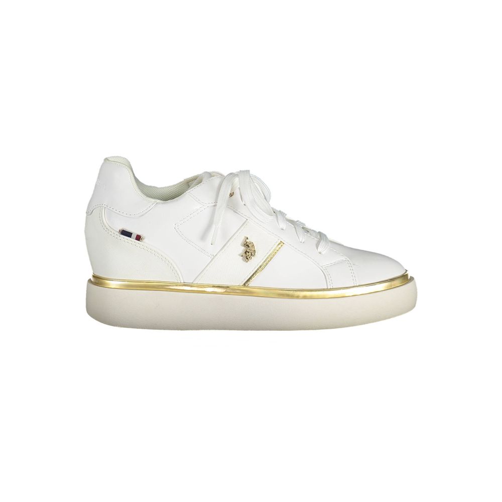 U.S. POLO ASSN. Bianco polyester women's sneaker with white design and casual slip-on style.