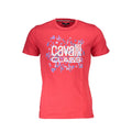 Cavalli Class Rosso cotton men's T-shirt with short sleeves and round neckline, featuring a simple, stylish design.