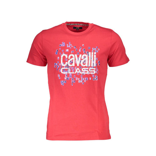 Cavalli Class Red Cotton Men T-Shirt Cavalli Class