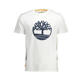 Timberland white organic cotton men's T-shirt with crew neck and short sleeves, casual apparel for everyday wear.