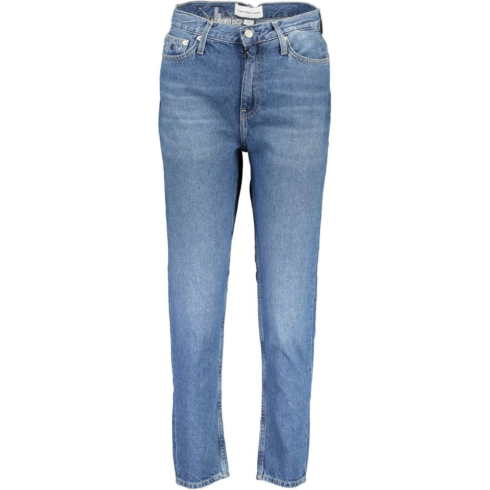 Calvin Klein Blu cotton women's jeans with classic five-pocket design and straight-leg fit.