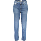 Calvin Klein Blu cotton women's jeans with classic five-pocket design and straight-leg fit.