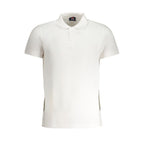 White cotton men's polo shirt by Norway 1963, featuring a classic fit and collar, shown on a plain background.