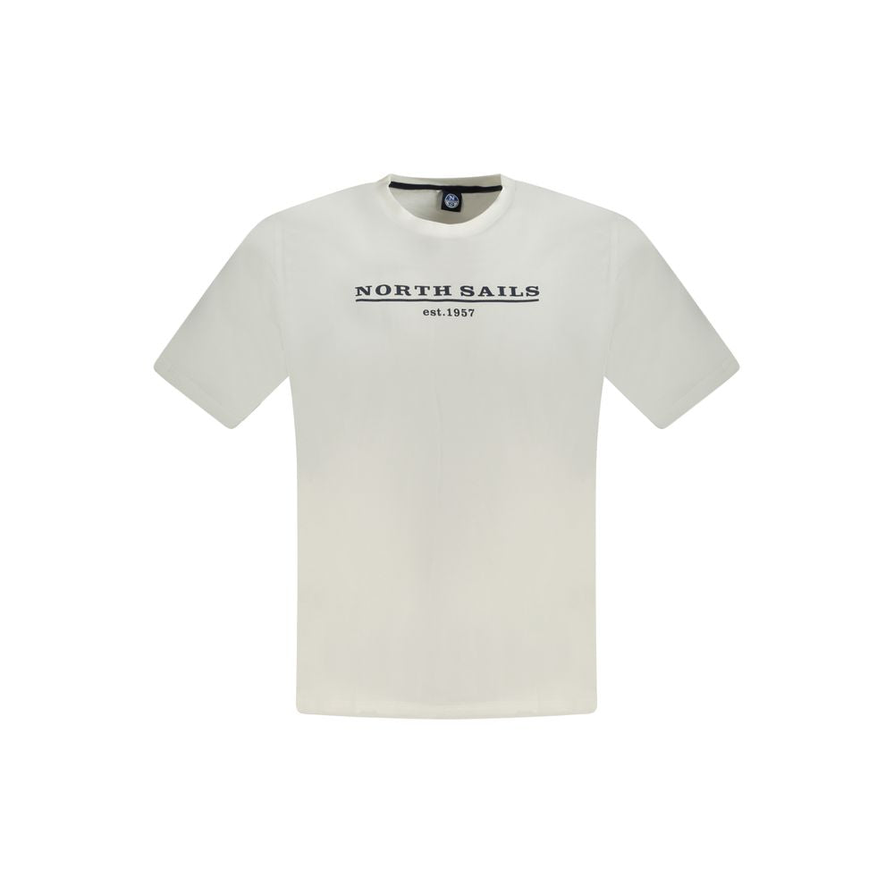 North Sails Bianco Cotton men's T-shirt featuring a classic crew neck and minimal branding on a plain white background