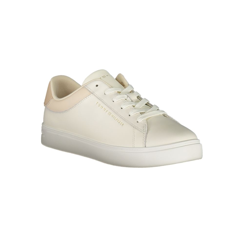 Beige Tommy Hilfiger women's sneaker made of polyurethane with white sole and stylish design.