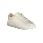 Beige Tommy Hilfiger women's sneaker made of polyurethane with white sole and stylish design.