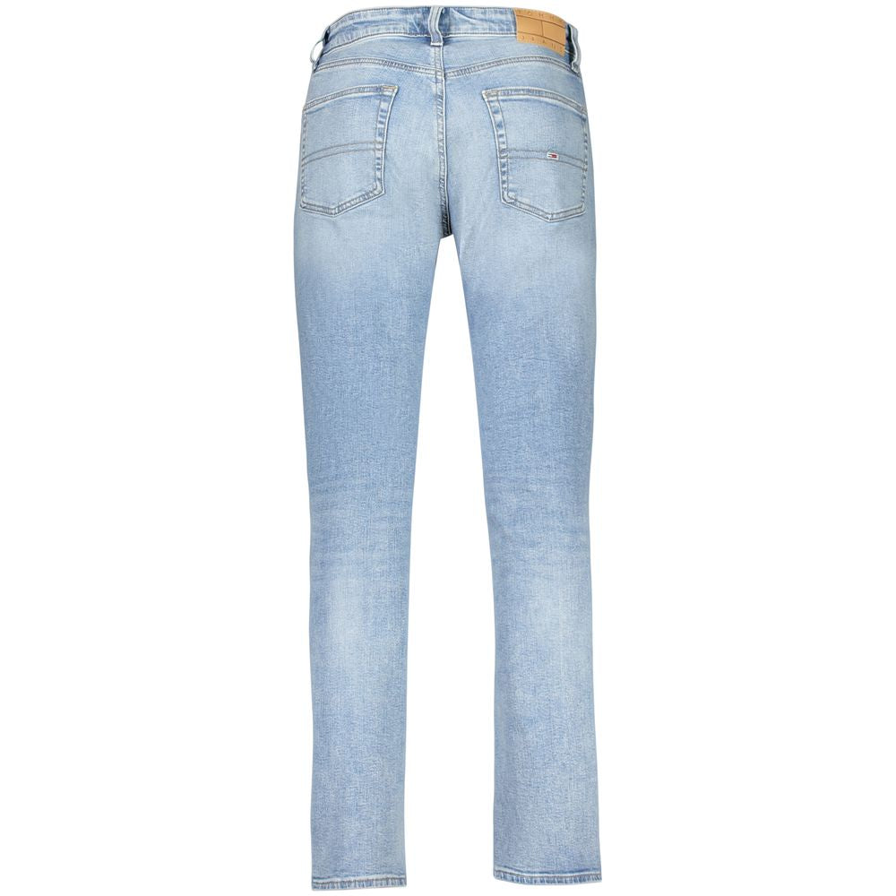 Tommy Hilfiger Azzurro cotton men's jeans with classic fit, featuring five-pocket design and denim texture.
