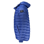 Armata Di Mare men's blue poliammide jacket displayed, featuring a sleek design with a front zipper and stand-up collar.