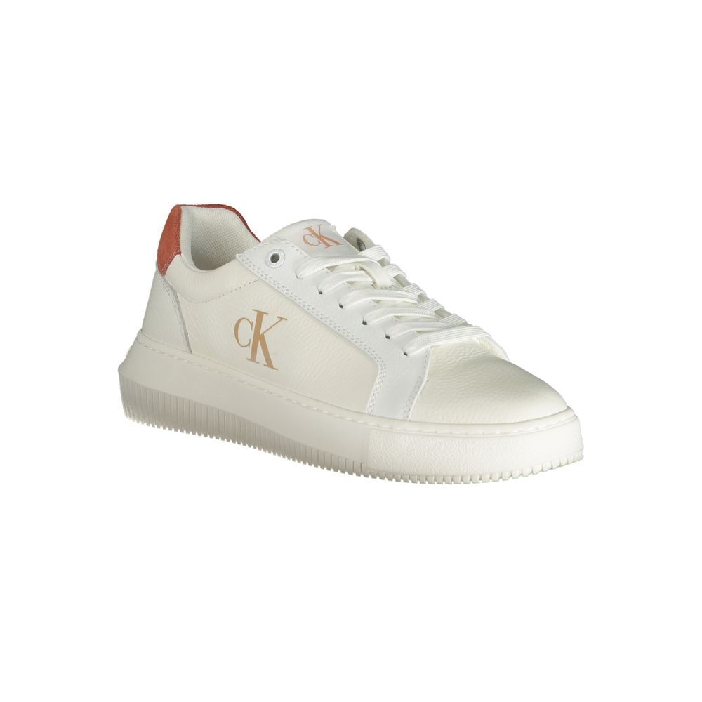 Calvin Klein white polyurethane women's sneakers with sleek design and comfortable fit, perfect for casual wear.