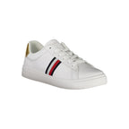 Tommy Hilfiger Bianco polyurethane women’s sneaker with white design and casual style, featuring Tommy Hilfiger branding.