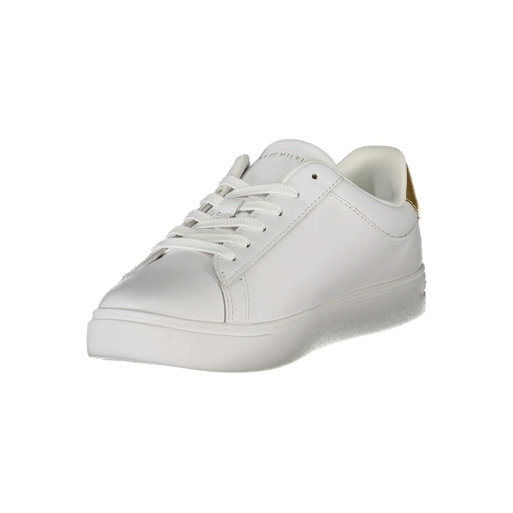 Tommy Hilfiger Bianco women’s polyurethane sneaker with white design and casual athletic style.