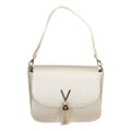 Grey Mario Valentino women's bag made of polyurethane, featuring a sleek design with top handles and subtle branding details.