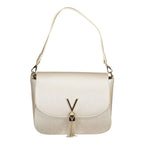 Grey Mario Valentino women's bag made of polyurethane, featuring a sleek design with top handles and subtle branding details.