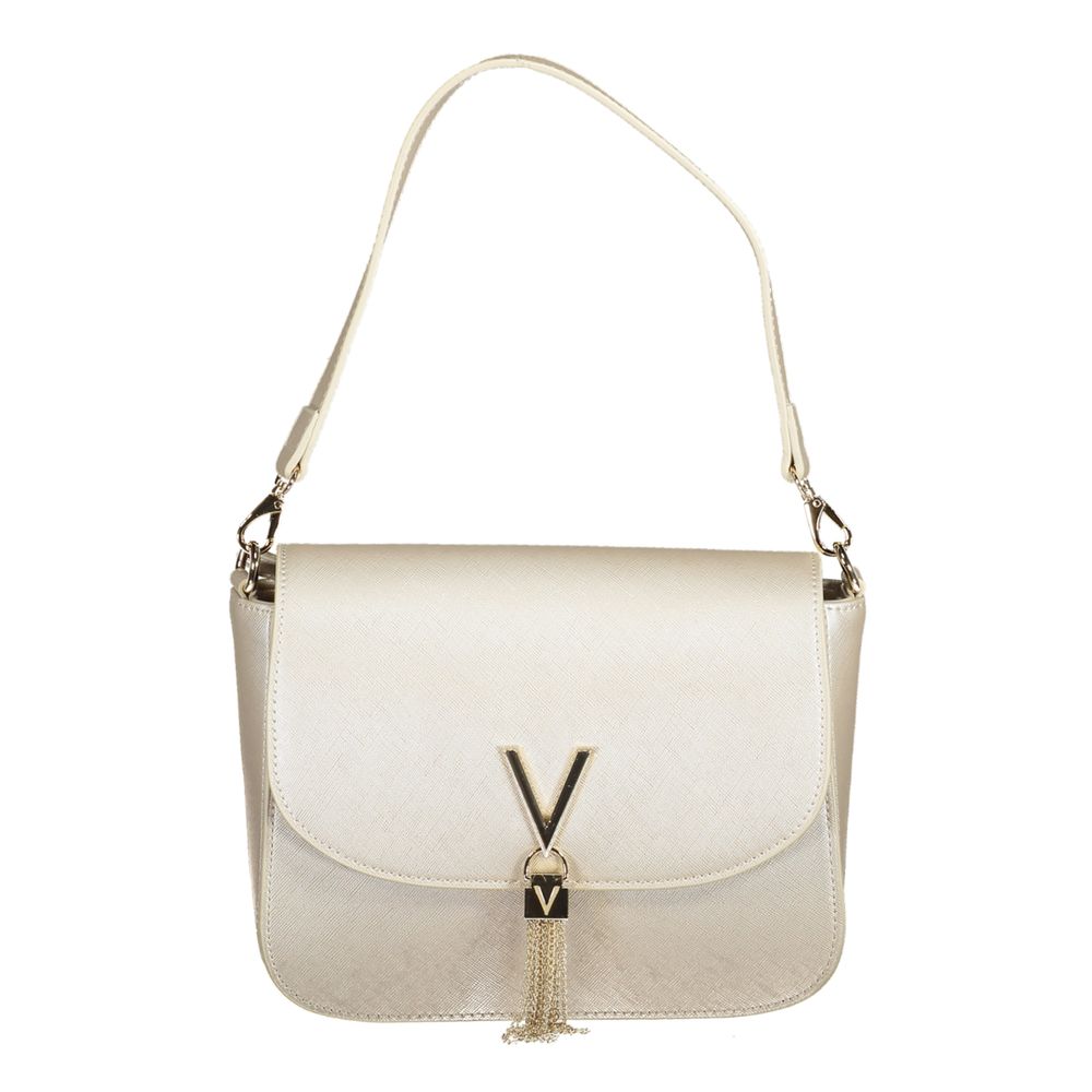 Grey Mario Valentino women's bag made of polyurethane, featuring a sleek design with top handles and subtle branding details.