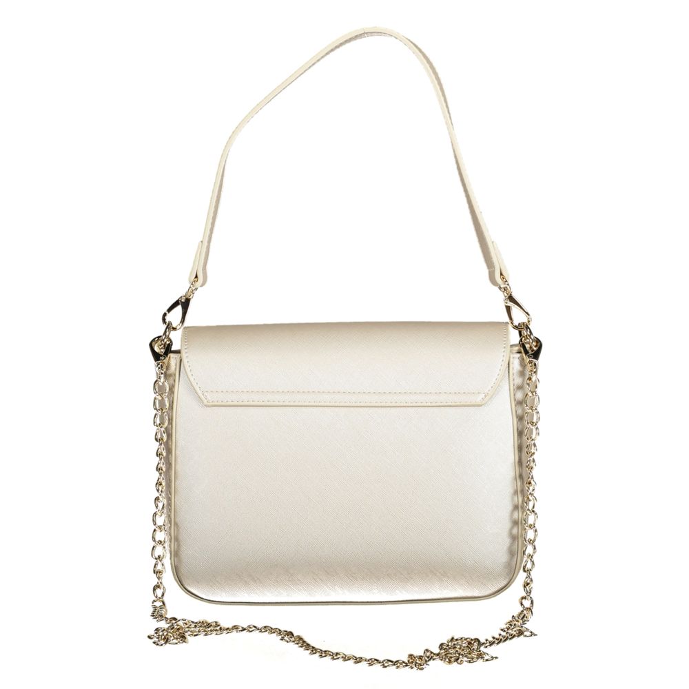 Mario Valentino grey polyurethane women's bag with sleek design and top handle, showcasing modern style and durable material.