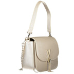 Mario Valentino grey polyurethane women's bag with sleek design and top handle, featuring subtle branding and modern style.