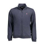 Napapijri men's blue cotton sweater with a crew neck and ribbed cuffs, casual and comfortable for everyday wear.