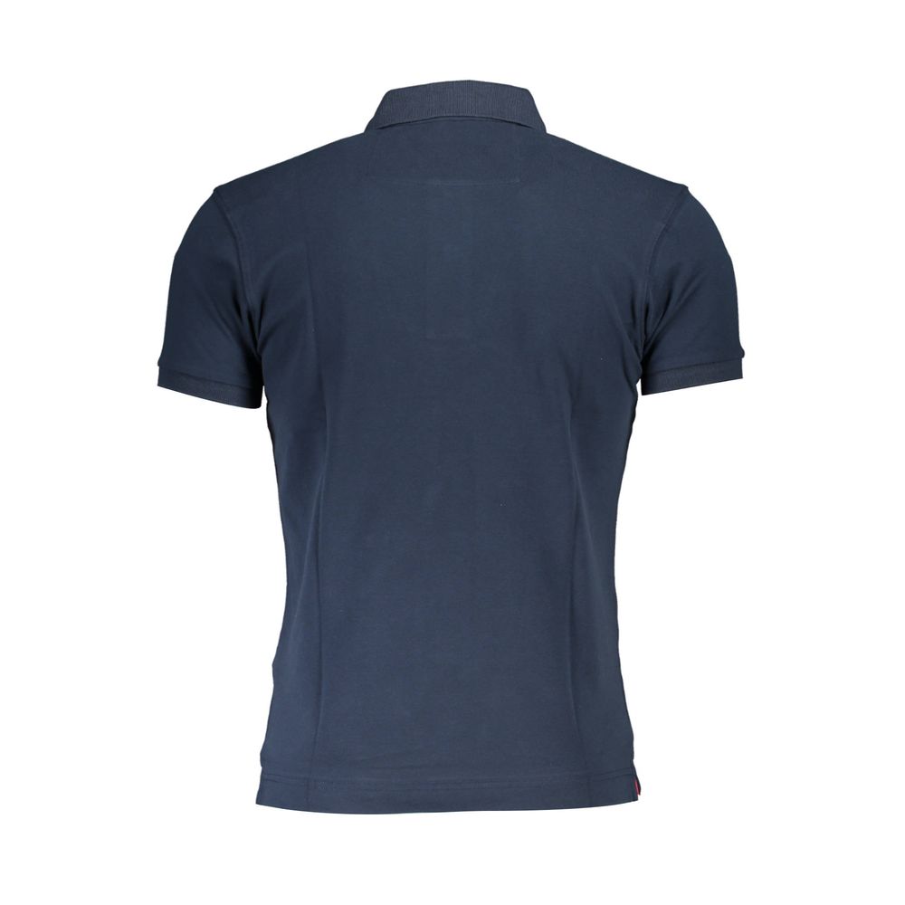 La Martina blue cotton men's polo shirt with a classic collar and short sleeves, casual and stylish for everyday wear.