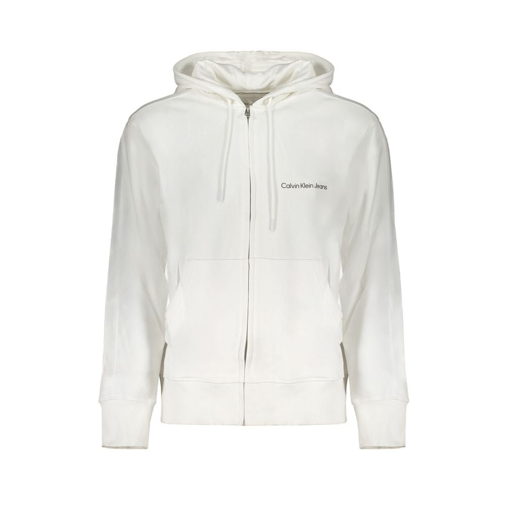 Calvin Klein white cotton men's sweatshirt with a classic crewneck and minimalist design.