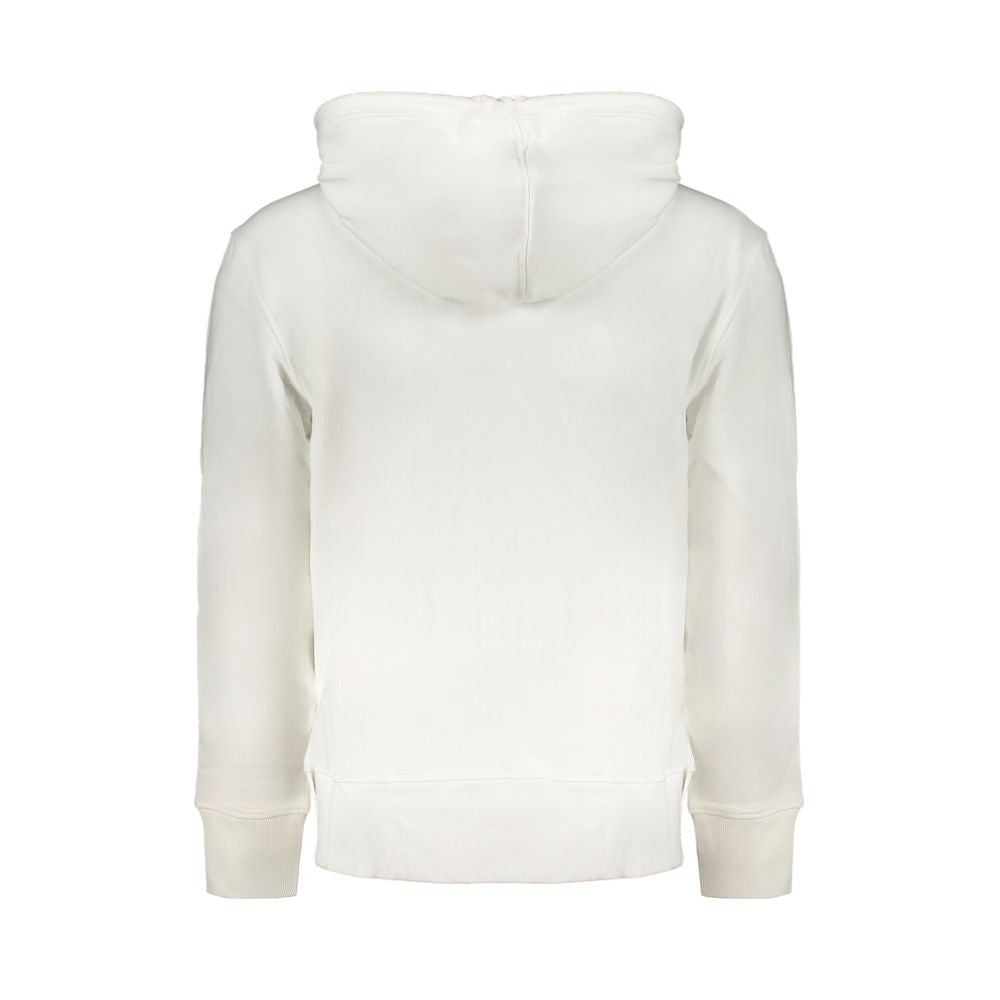 White Calvin Klein men's cotton sweatshirt with a crew neck and long sleeves, casual and comfortable for everyday wear.