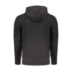 Black cotton men's sweater by Calvin Klein with hood and central pockets, casual and comfortable sweatshirt for everyday wear.