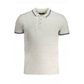 Cavalli Class gray cotton men's polo shirt with collar and short sleeves, showcasing a casual and stylish design.
