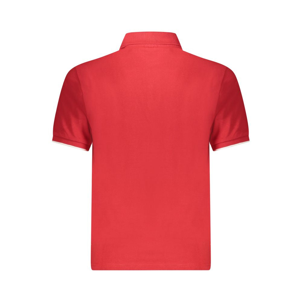 Red cotton men's polo shirt by North Sails featuring a classic fit and collar, displayed on a white background.