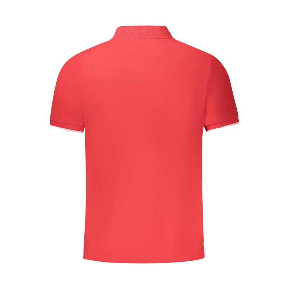 Red cotton men's polo shirt by North Sails, featuring a classic fit and collar, displayed on a plain background.