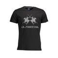 Black cotton men's T-shirt by La Martina, featuring a classic fit and brand logo on the front.