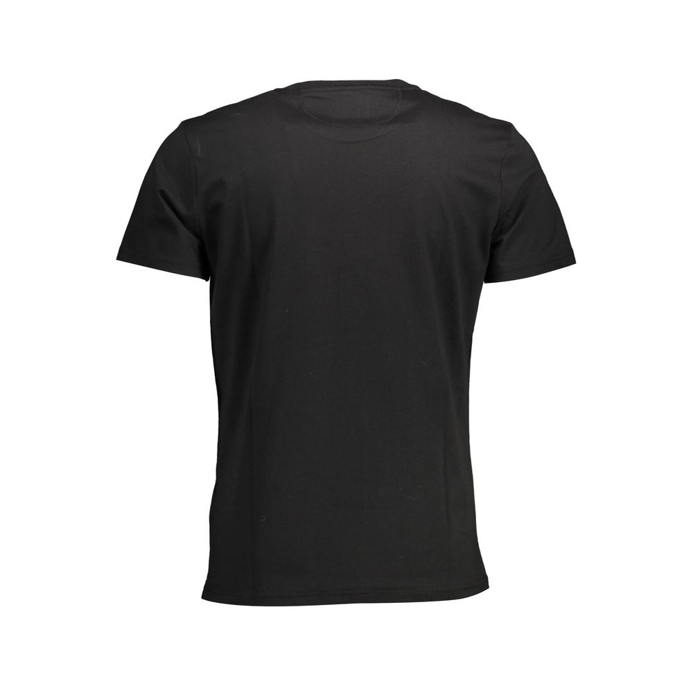 Black La Martina men's cotton T-shirt with crew neckline and short sleeves, displayed flat on a white background.