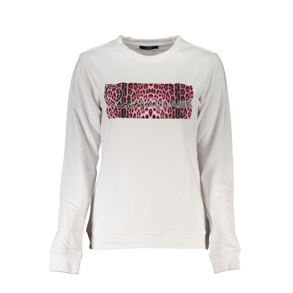 White cotton women's sweatshirt by Cavalli Class featuring a relaxed fit and minimal design.