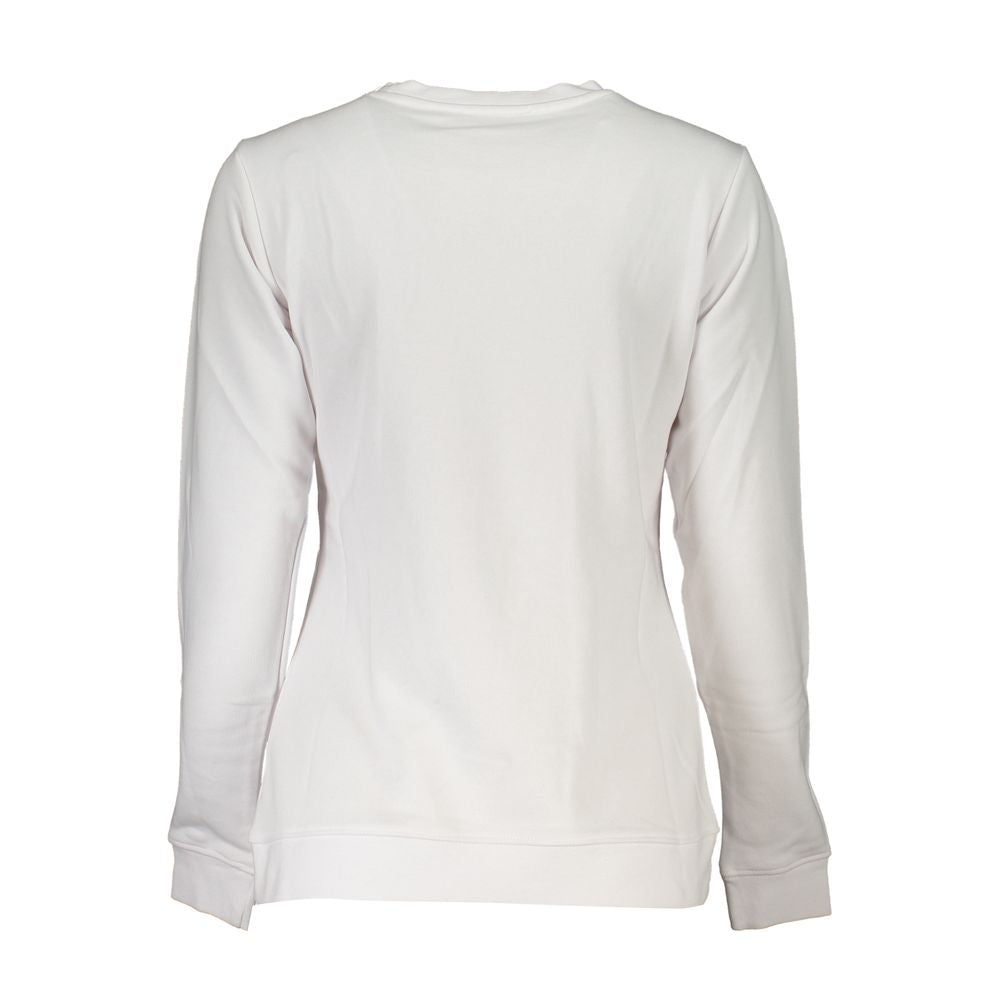 White Cavalli Class cotton women’s sweatshirt with a relaxed fit, featuring a comfortable crew neckline and minimalist design.
