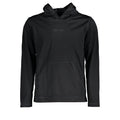 Black Calvin Klein men's hoodie made of polyester, featuring a comfortable fit and classic logo design.