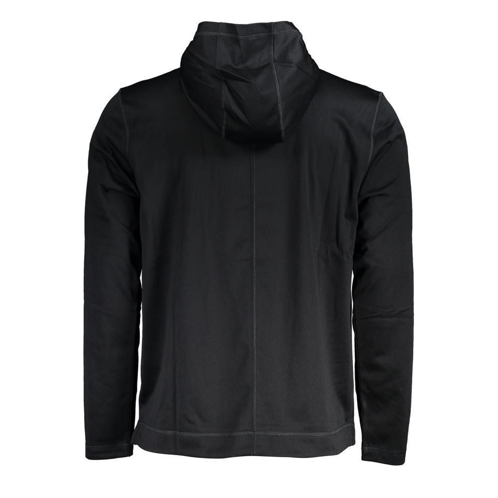 Black Calvin Klein men's hoodie made of polyester, featuring a casual fit and classic style with a front pocket and hood.