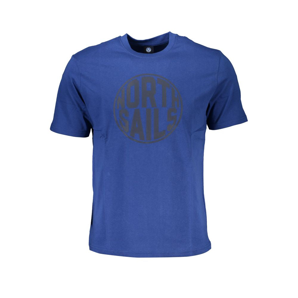 Blue North Sails men's cotton T-shirt with crew neck and short sleeves, casual style, front view showing the fit.