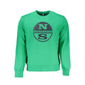 Green cotton men's sweater by North Sails featuring a classic crewneck design and ribbed cuffs.
