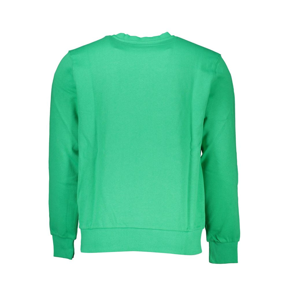 North Sails green cotton men's sweater with a crew neck and ribbed cuffs, made of soft, breathable fabric.