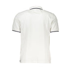 White cotton men's polo shirt by North Sails featuring a classic collar and short sleeves.